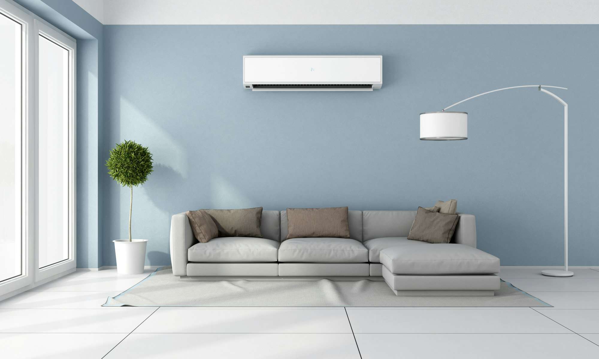 Living room with air conditioner